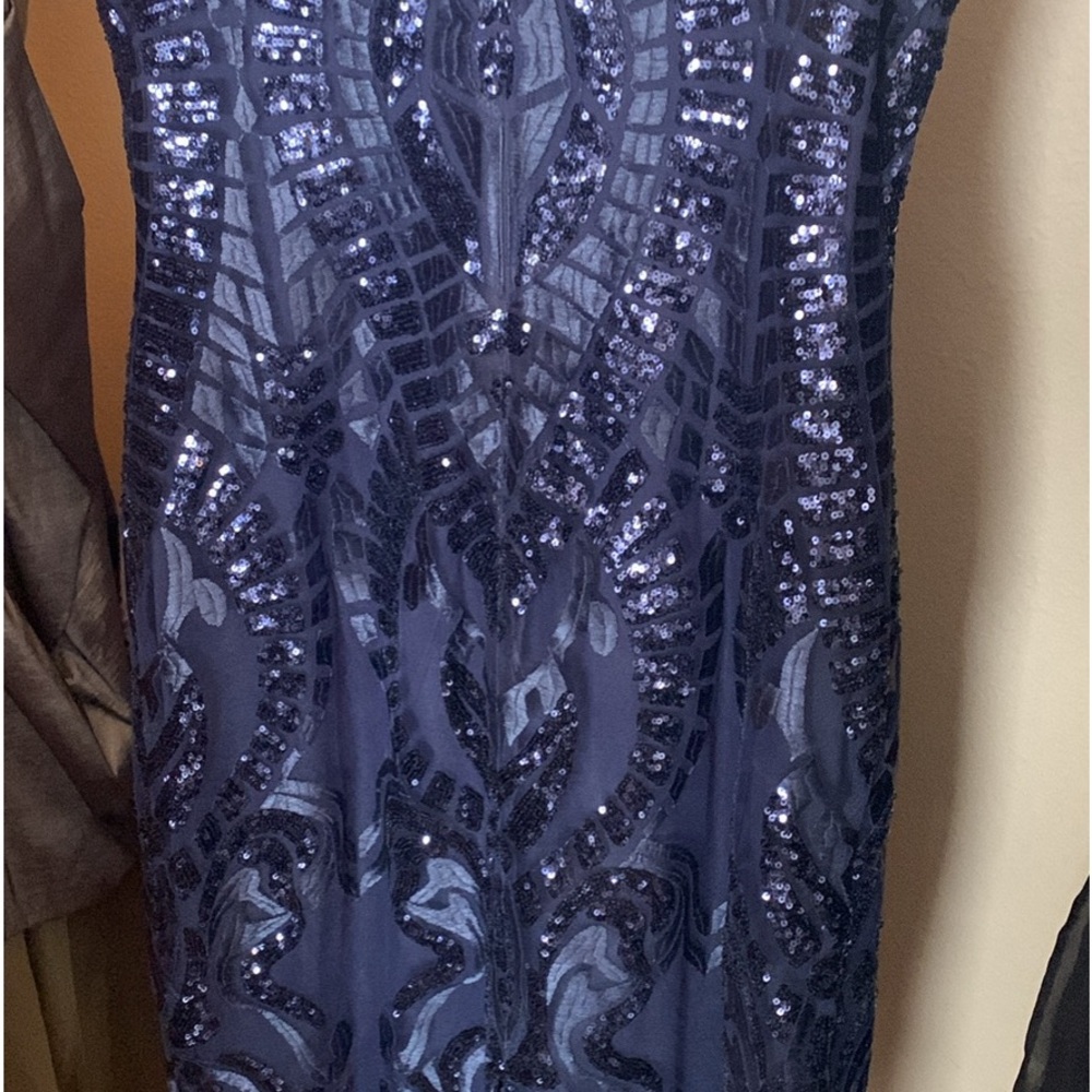 Navy Nicole Miller Beaded Formal Dress